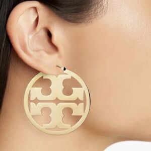 Tory Burch Icon Hoop Earrings Gold